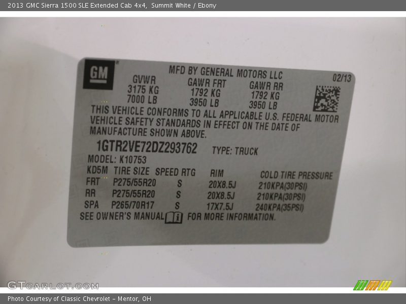 Summit White / Ebony 2013 GMC Sierra 1500 SLE Extended Cab 4x4