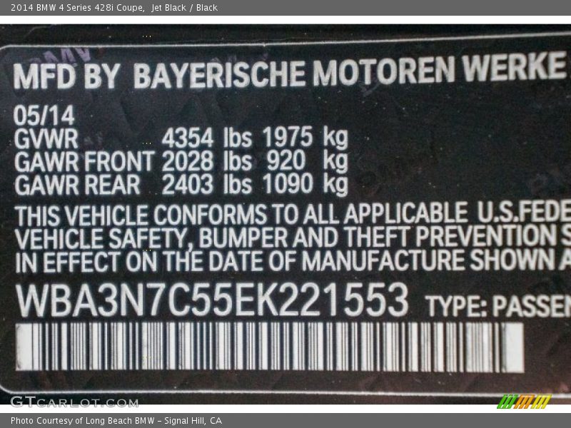Jet Black / Black 2014 BMW 4 Series 428i Coupe