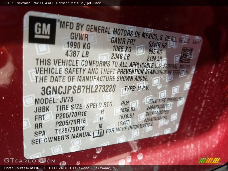 Crimson Metallic / Jet Black 2017 Chevrolet Trax LT AWD