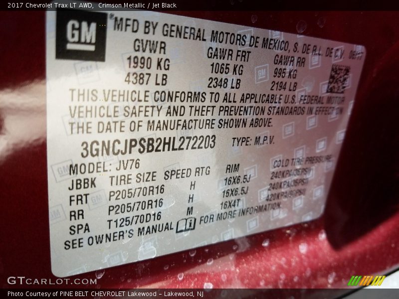 Crimson Metallic / Jet Black 2017 Chevrolet Trax LT AWD