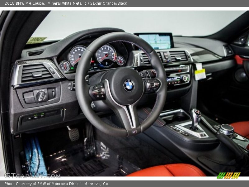 Mineral White Metallic / Sakhir Orange/Black 2018 BMW M4 Coupe
