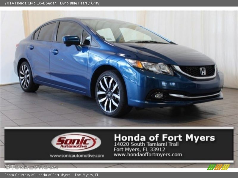 Dyno Blue Pearl / Gray 2014 Honda Civic EX-L Sedan