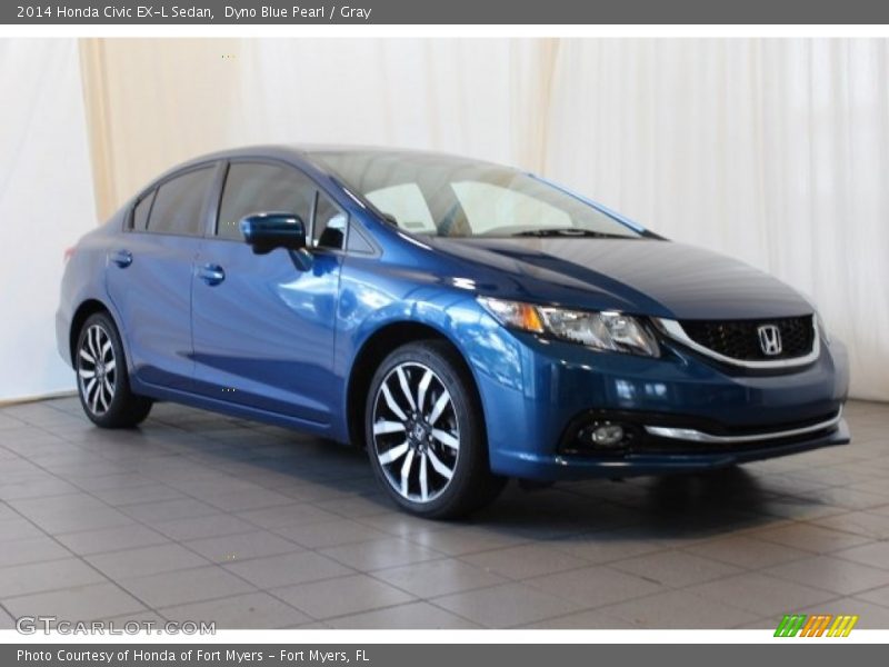 Dyno Blue Pearl / Gray 2014 Honda Civic EX-L Sedan