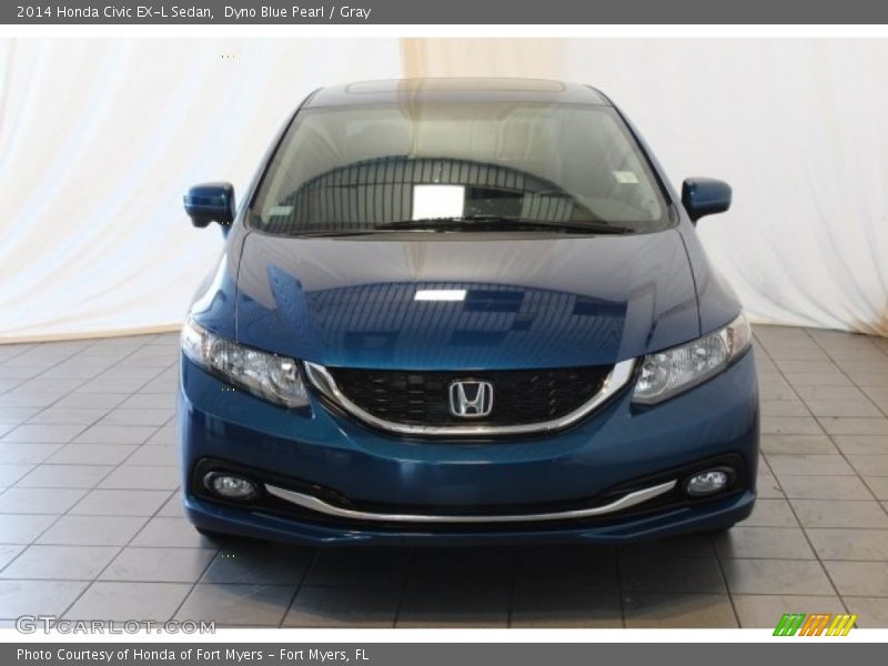 Dyno Blue Pearl / Gray 2014 Honda Civic EX-L Sedan