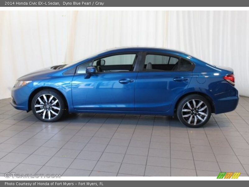 Dyno Blue Pearl / Gray 2014 Honda Civic EX-L Sedan