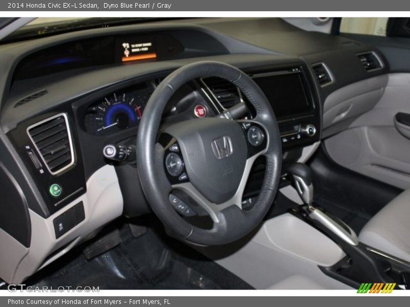 Dyno Blue Pearl / Gray 2014 Honda Civic EX-L Sedan