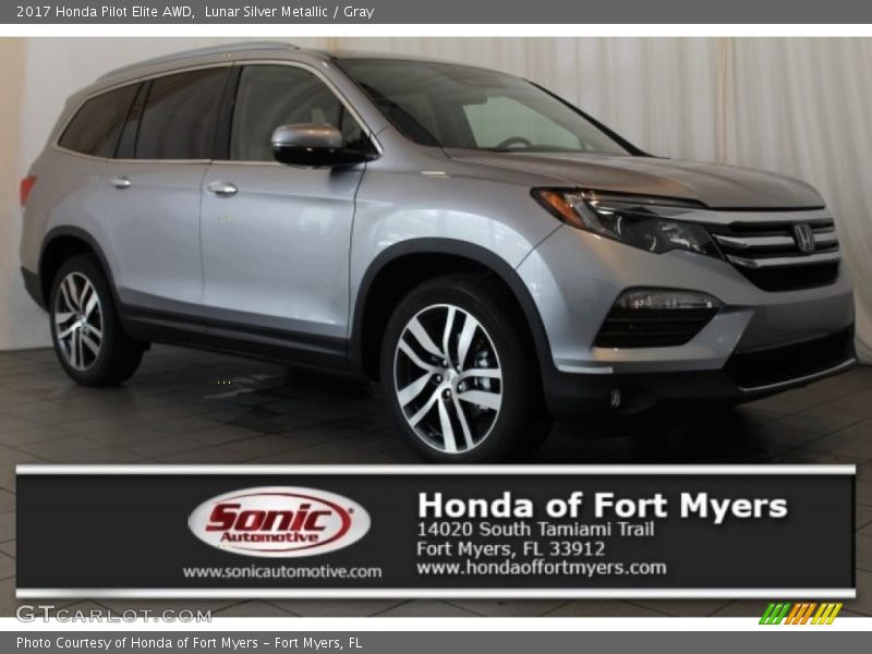 Lunar Silver Metallic / Gray 2017 Honda Pilot Elite AWD