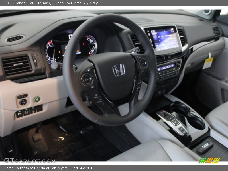Lunar Silver Metallic / Gray 2017 Honda Pilot Elite AWD