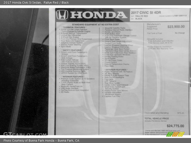 Rallye Red / Black 2017 Honda Civic Si Sedan