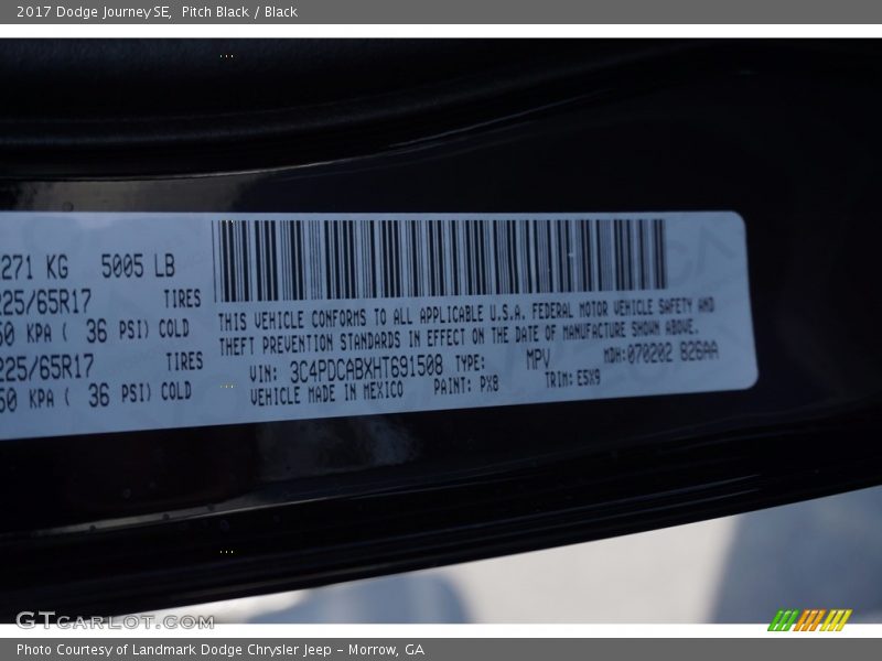Pitch Black / Black 2017 Dodge Journey SE