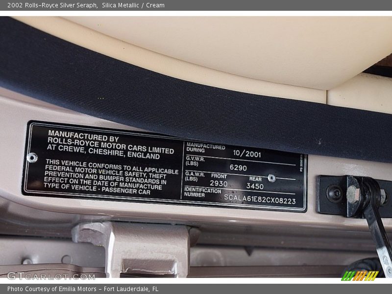 Silica Metallic / Cream 2002 Rolls-Royce Silver Seraph