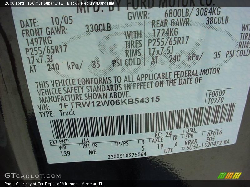Black / Medium/Dark Flint 2006 Ford F150 XLT SuperCrew