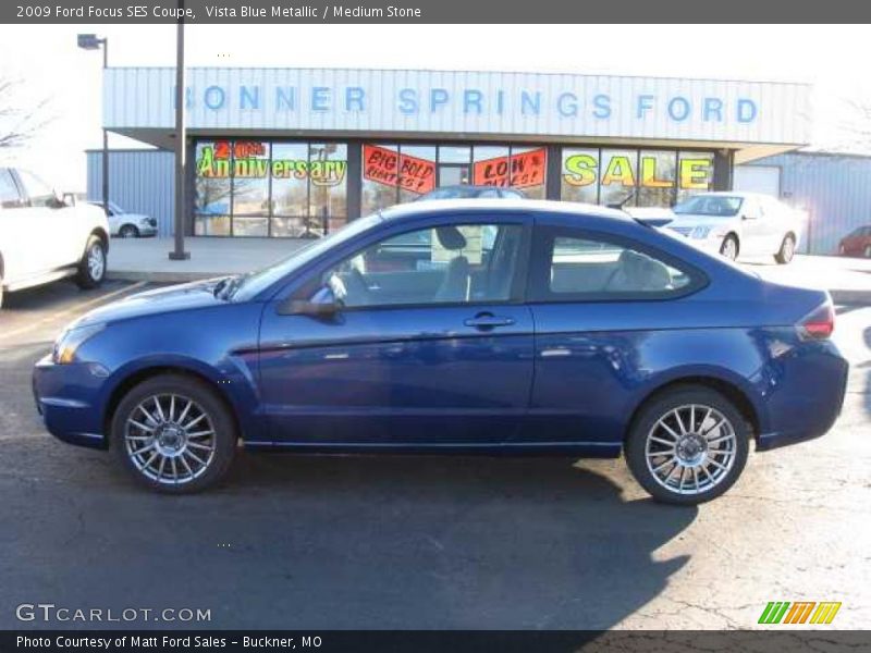 Vista Blue Metallic / Medium Stone 2009 Ford Focus SES Coupe