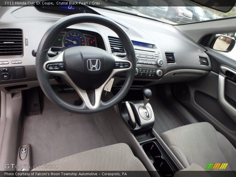 Crystal Black Pearl / Gray 2011 Honda Civic EX Coupe