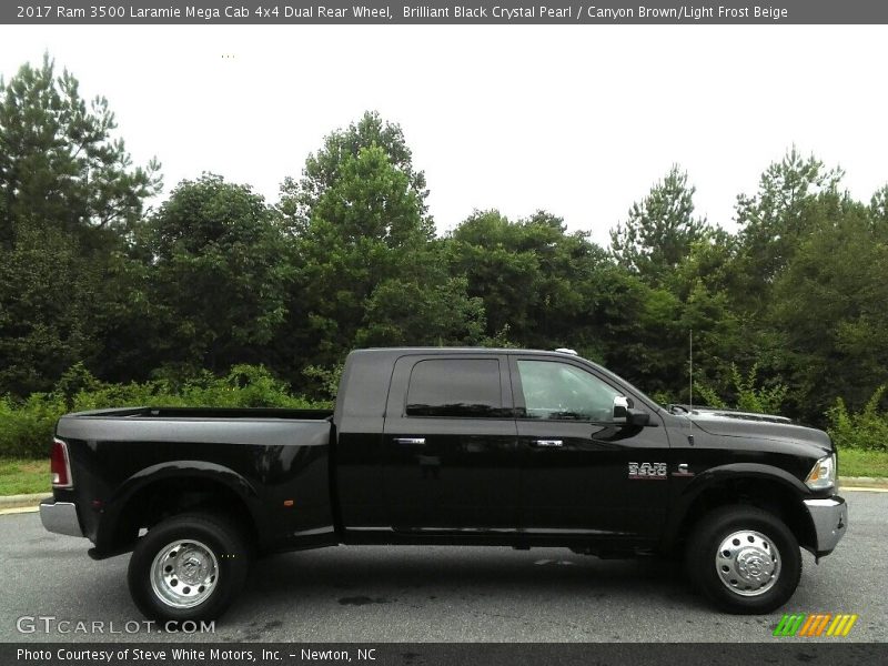 Brilliant Black Crystal Pearl / Canyon Brown/Light Frost Beige 2017 Ram 3500 Laramie Mega Cab 4x4 Dual Rear Wheel