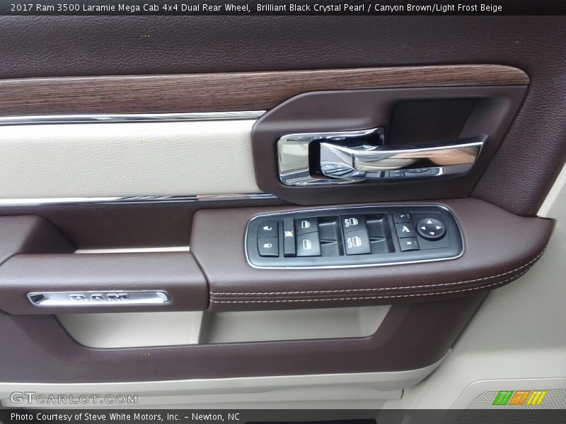 Brilliant Black Crystal Pearl / Canyon Brown/Light Frost Beige 2017 Ram 3500 Laramie Mega Cab 4x4 Dual Rear Wheel