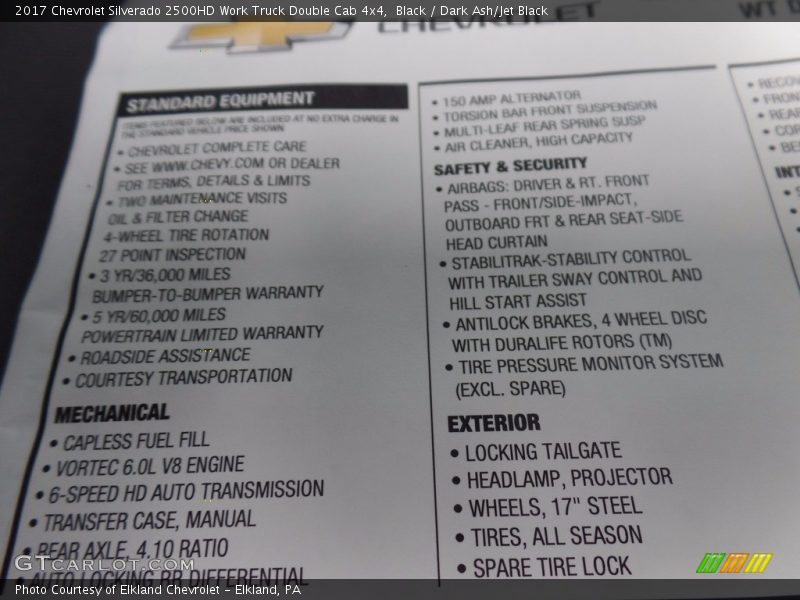 Black / Dark Ash/Jet Black 2017 Chevrolet Silverado 2500HD Work Truck Double Cab 4x4