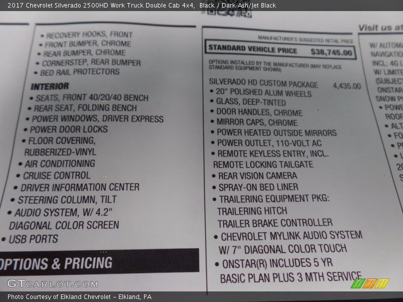 Black / Dark Ash/Jet Black 2017 Chevrolet Silverado 2500HD Work Truck Double Cab 4x4