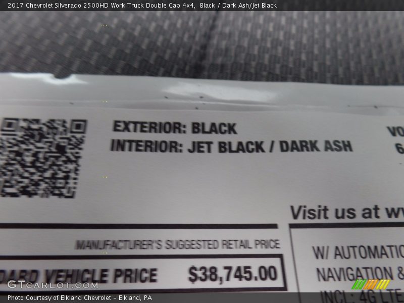 Black / Dark Ash/Jet Black 2017 Chevrolet Silverado 2500HD Work Truck Double Cab 4x4