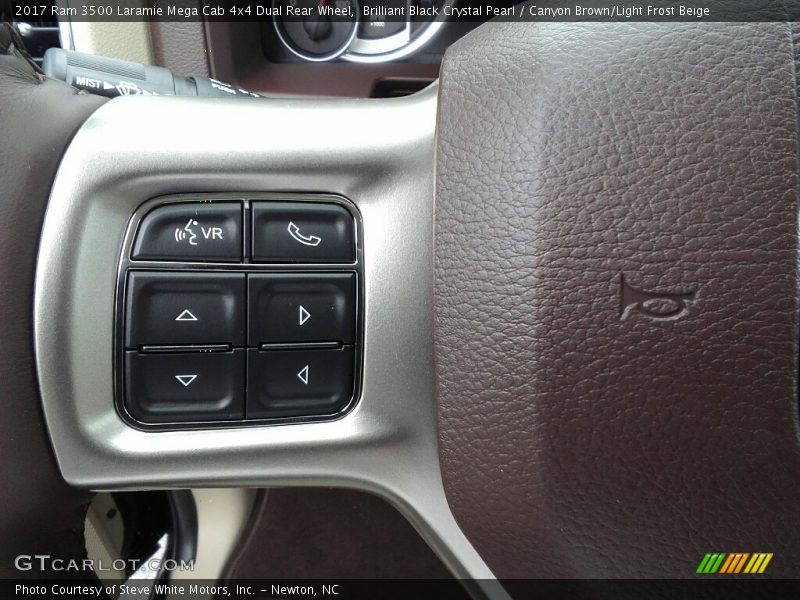 Brilliant Black Crystal Pearl / Canyon Brown/Light Frost Beige 2017 Ram 3500 Laramie Mega Cab 4x4 Dual Rear Wheel