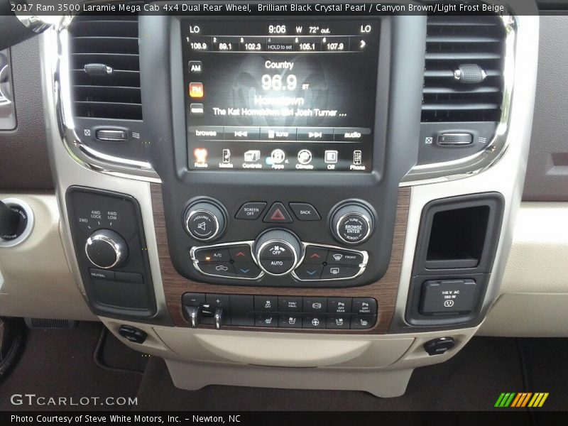Brilliant Black Crystal Pearl / Canyon Brown/Light Frost Beige 2017 Ram 3500 Laramie Mega Cab 4x4 Dual Rear Wheel