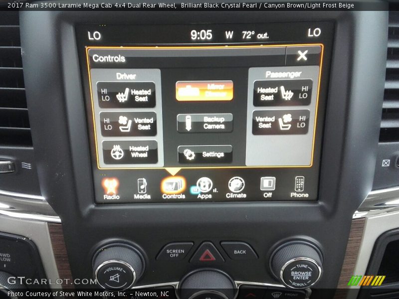 Brilliant Black Crystal Pearl / Canyon Brown/Light Frost Beige 2017 Ram 3500 Laramie Mega Cab 4x4 Dual Rear Wheel