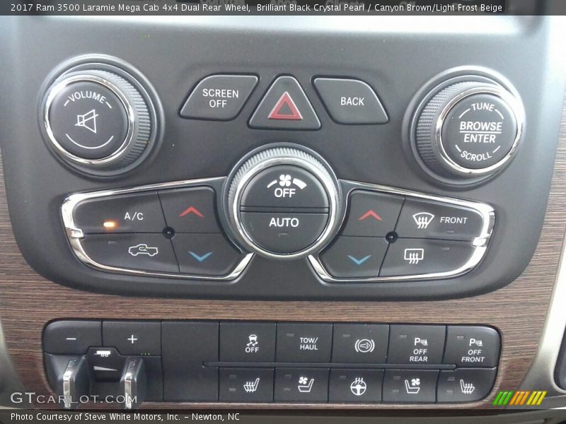 Brilliant Black Crystal Pearl / Canyon Brown/Light Frost Beige 2017 Ram 3500 Laramie Mega Cab 4x4 Dual Rear Wheel