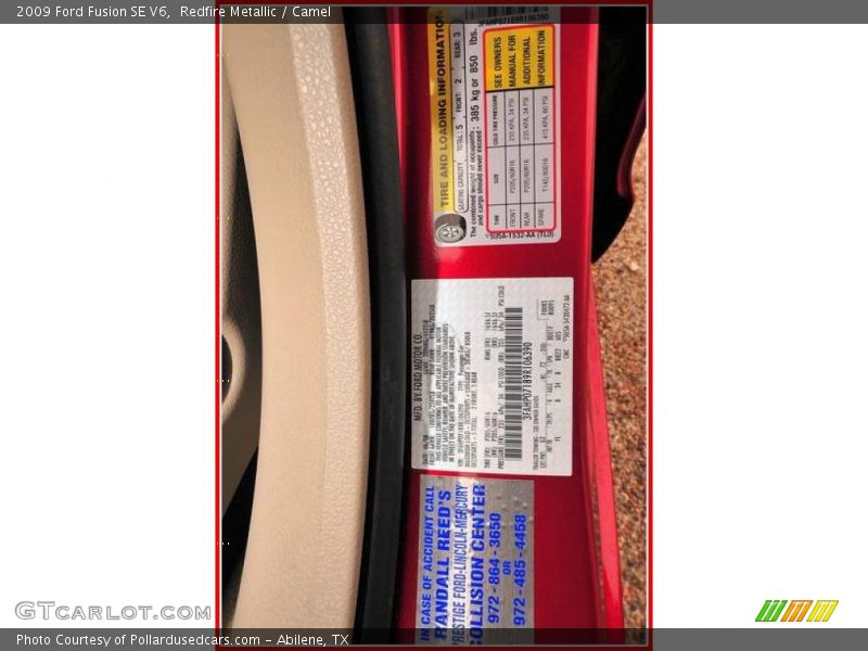 Redfire Metallic / Camel 2009 Ford Fusion SE V6