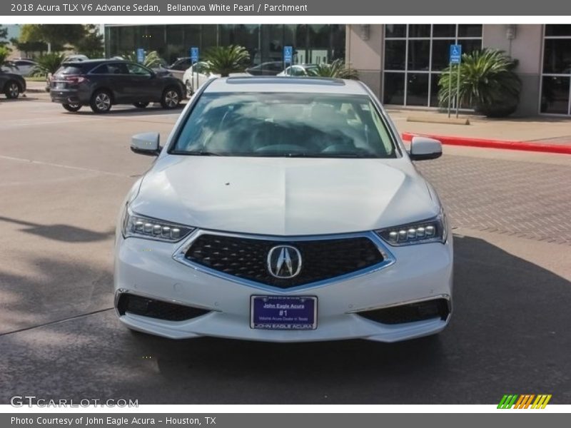 Bellanova White Pearl / Parchment 2018 Acura TLX V6 Advance Sedan