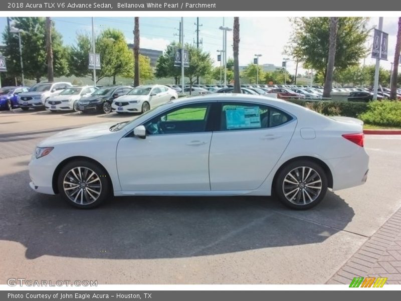 Bellanova White Pearl / Parchment 2018 Acura TLX V6 Advance Sedan