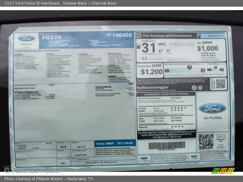 Shadow Black / Charcoal Black 2017 Ford Fiesta SE Hatchback