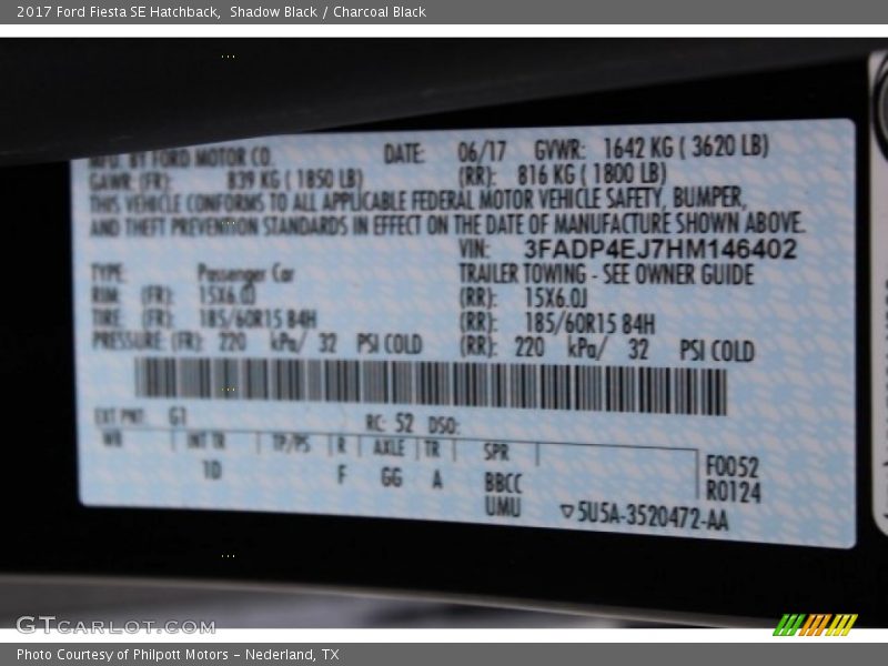 Shadow Black / Charcoal Black 2017 Ford Fiesta SE Hatchback