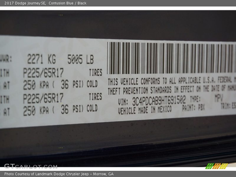 Contusion Blue / Black 2017 Dodge Journey SE