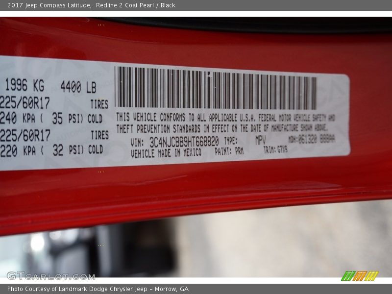 Redline 2 Coat Pearl / Black 2017 Jeep Compass Latitude
