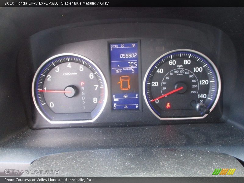 Glacier Blue Metallic / Gray 2010 Honda CR-V EX-L AWD