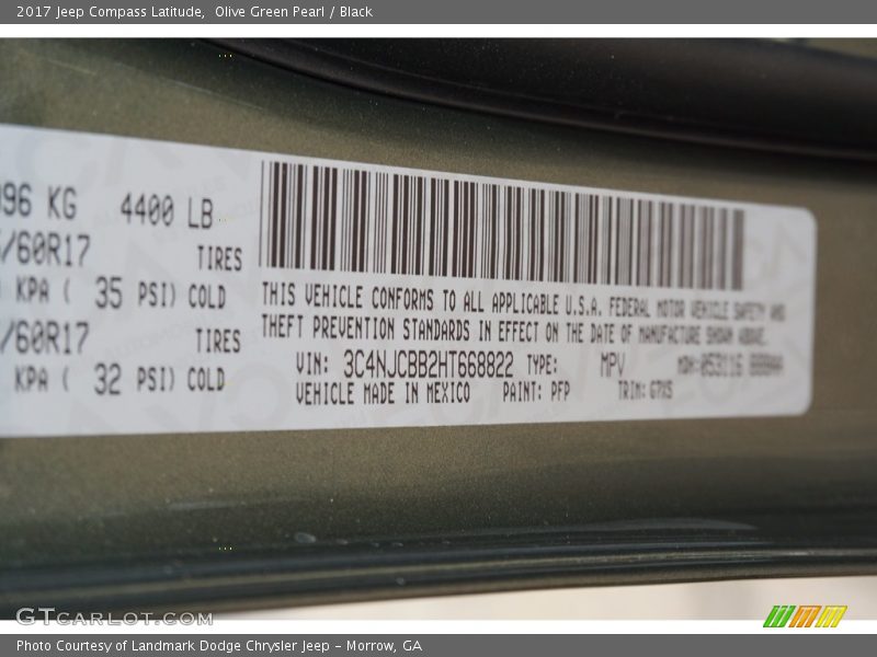 Olive Green Pearl / Black 2017 Jeep Compass Latitude