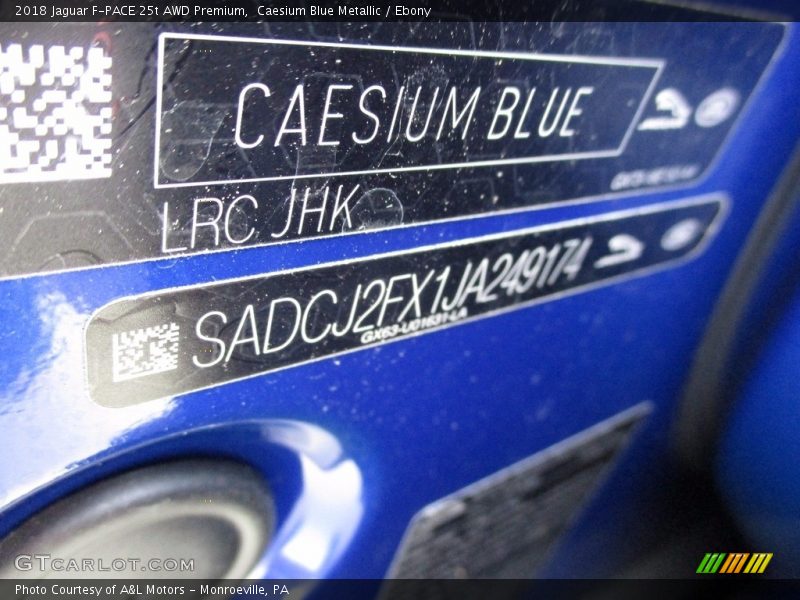 2018 F-PACE 25t AWD Premium Caesium Blue Metallic Color Code JHK