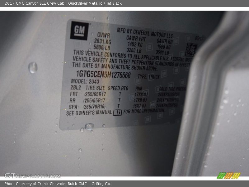 Quicksilver Metallic / Jet Black 2017 GMC Canyon SLE Crew Cab