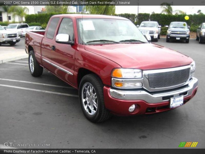 Sport Dark Red Metallic / Neutral 2007 GMC Sierra 1500 Classic SLE Extended Cab