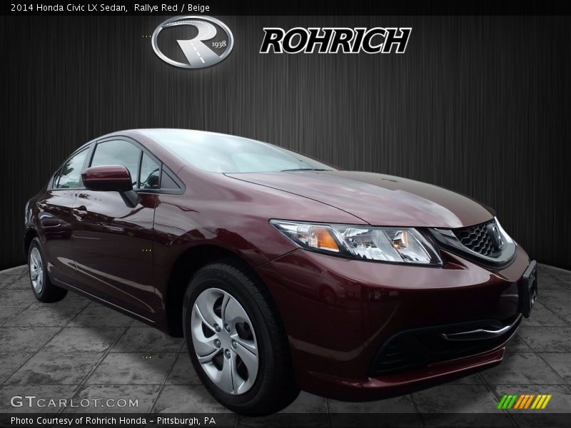 Rallye Red / Beige 2014 Honda Civic LX Sedan