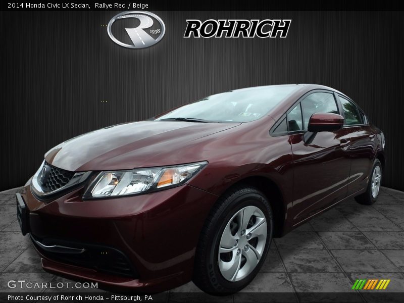Rallye Red / Beige 2014 Honda Civic LX Sedan
