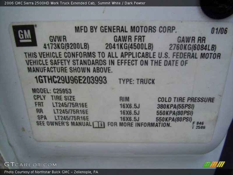 Summit White / Dark Pewter 2006 GMC Sierra 2500HD Work Truck Extended Cab