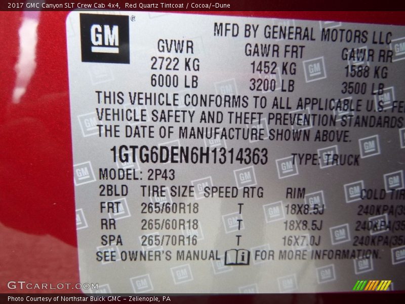 Red Quartz Tintcoat / Cocoa/­Dune 2017 GMC Canyon SLT Crew Cab 4x4