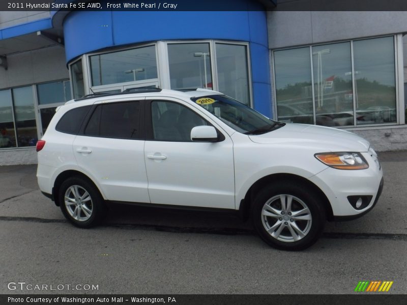 Frost White Pearl / Gray 2011 Hyundai Santa Fe SE AWD