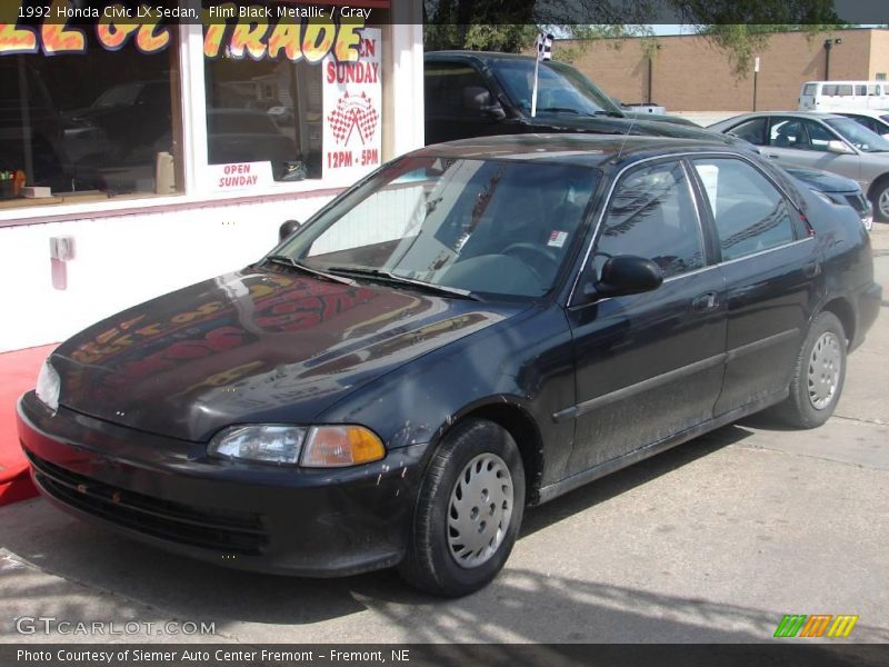 Flint Black Metallic / Gray 1992 Honda Civic LX Sedan