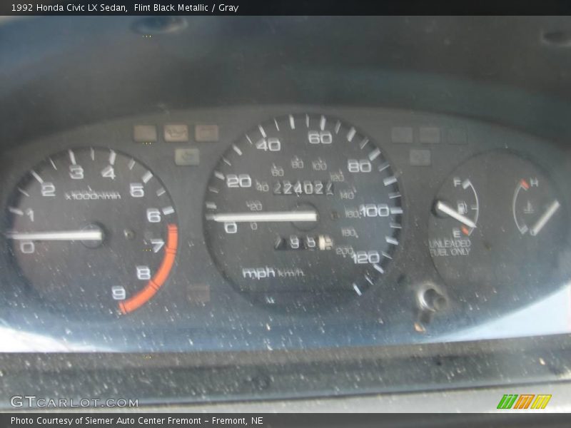 Flint Black Metallic / Gray 1992 Honda Civic LX Sedan