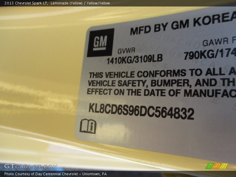 Lemonade (Yellow) / Yellow/Yellow 2013 Chevrolet Spark LT