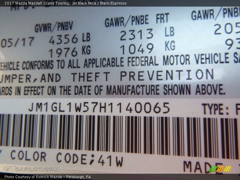 Jet Black Mica / Black/Espresso 2017 Mazda Mazda6 Grand Touring