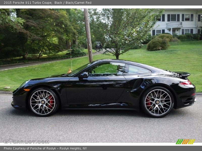 Black / Black/Garnet Red 2015 Porsche 911 Turbo Coupe