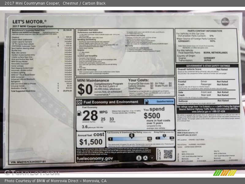  2017 Countryman Cooper Window Sticker